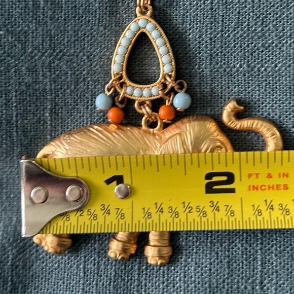 Gold Tone Trunk Up Elephant Necklace - Picture 10 of 10